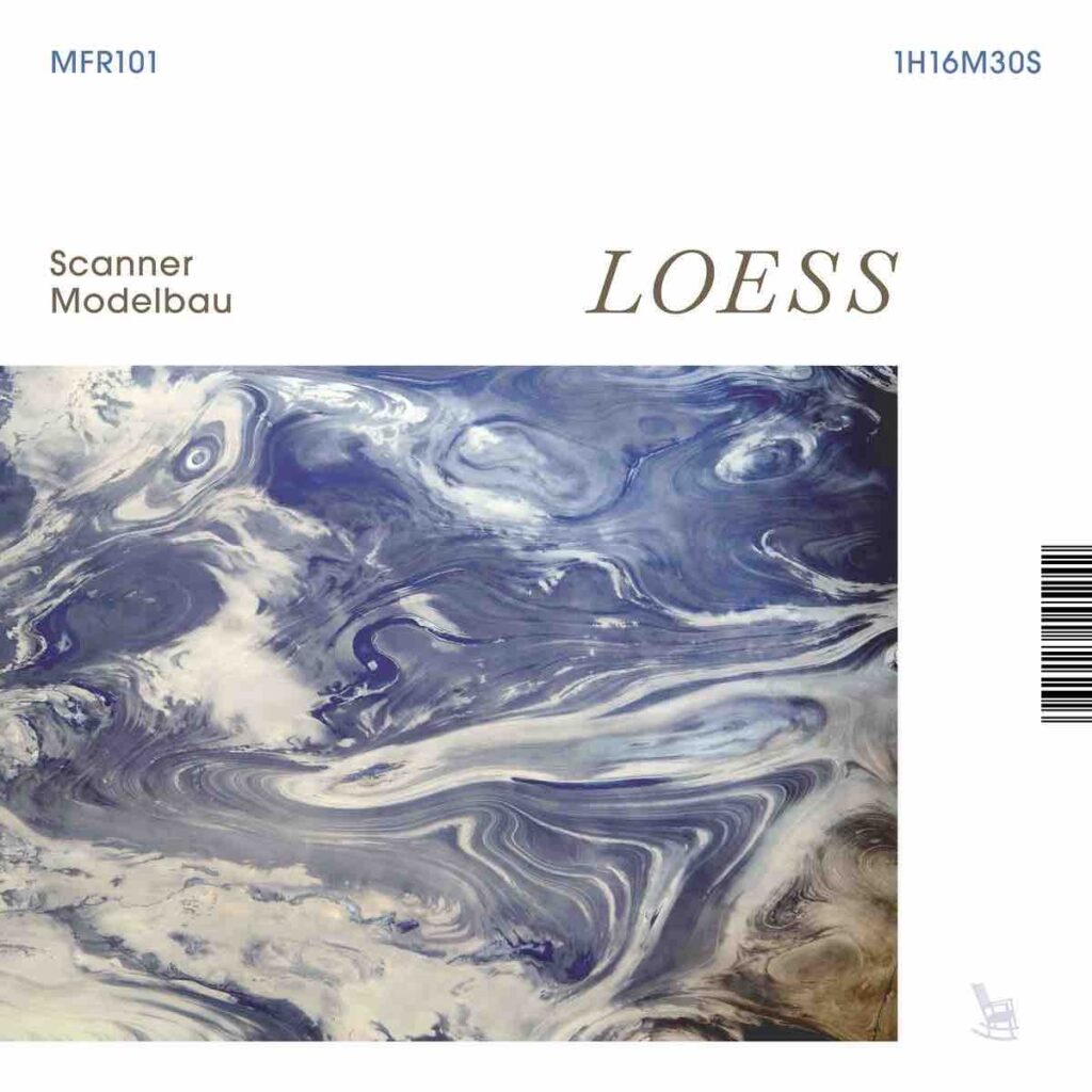 Album over, with Loess title in the top right and and image of land seen from overhead so it looks abstract and alien