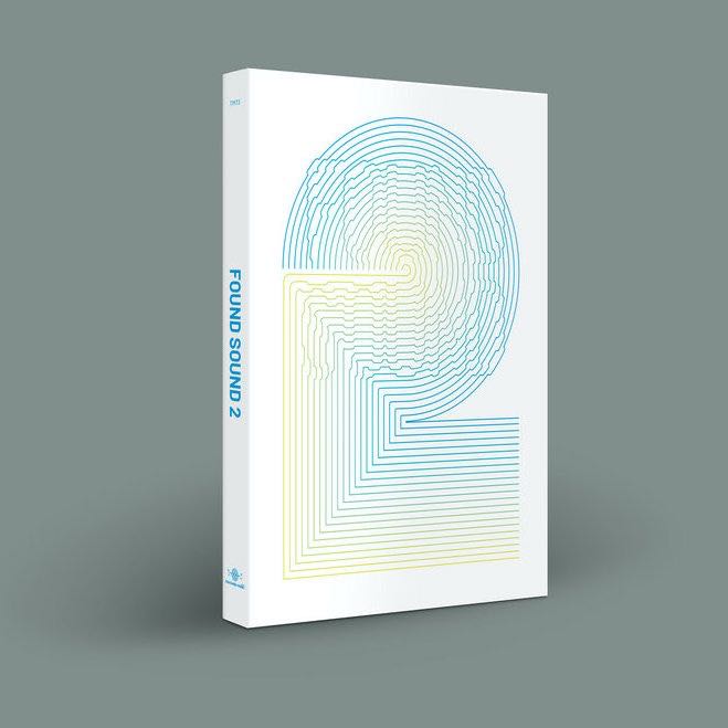 A compact disc sleeve, with abstract artwork creating the number 2, and Found Sound 2 written alongside the spine