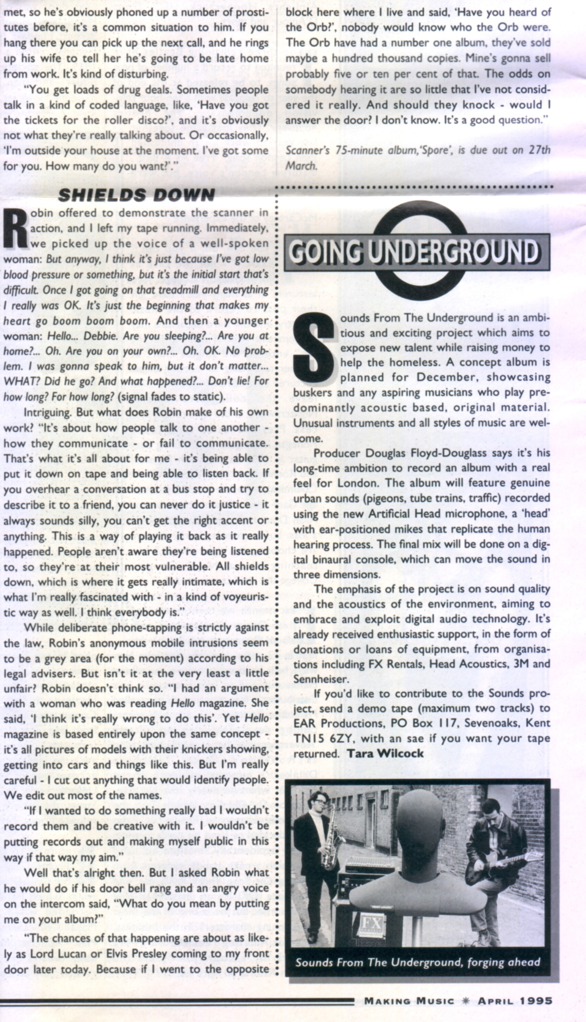 Black and white text interview with British artist Scanner