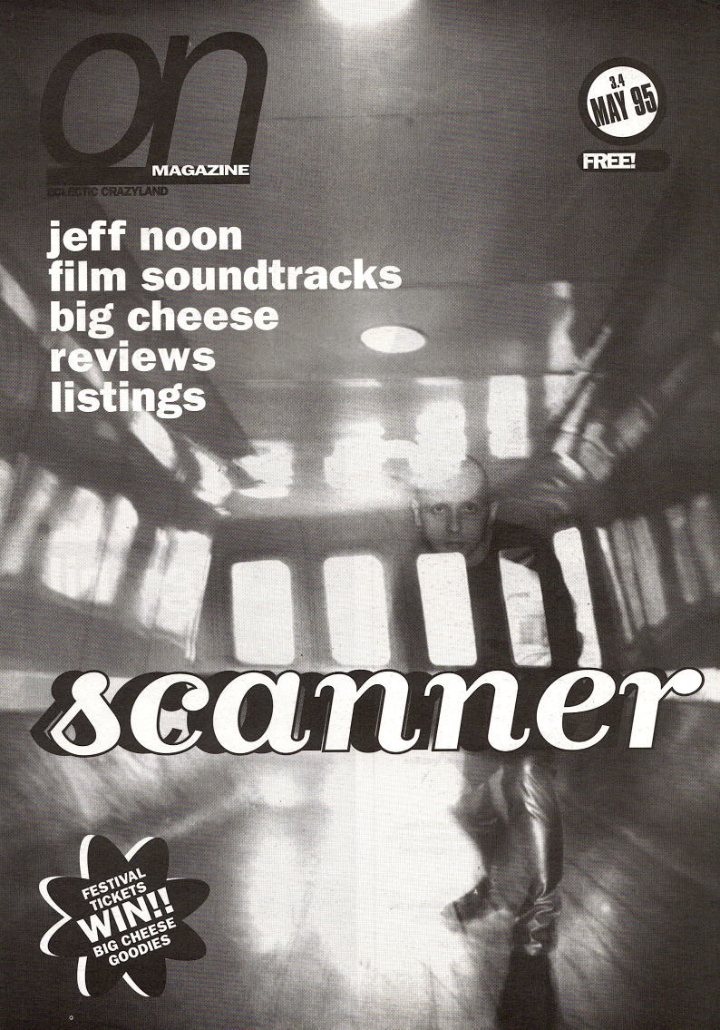 Black and white cover for On Magazine May 1995 with a man standing in a tunnel wearing silver trousers