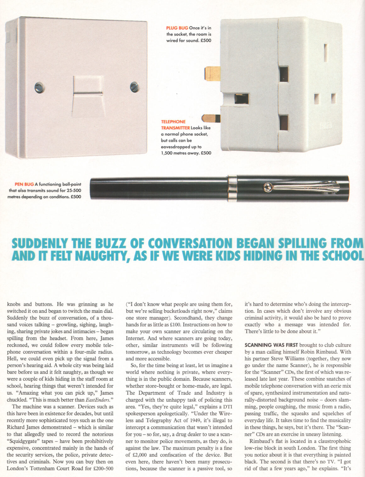 Two white domestic plugs and a black fountain pen above rows of text